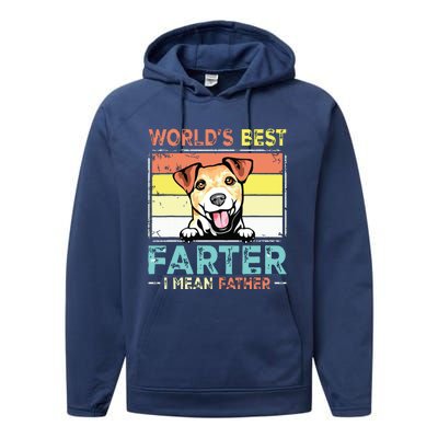 Retro Best Dad Ever Cool Jack Russell Terrier Dog Pet Lover Performance Fleece Hoodie