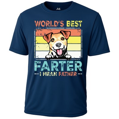 Retro Best Dad Ever Cool Jack Russell Terrier Dog Pet Lover Cooling Performance Crew T-Shirt