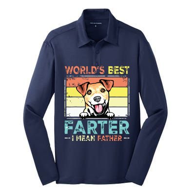 Retro Best Dad Ever Cool Jack Russell Terrier Dog Pet Lover Silk Touch Performance Long Sleeve Polo