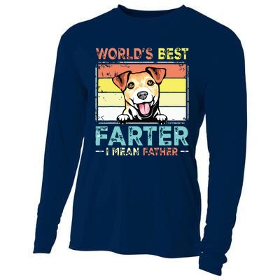 Retro Best Dad Ever Cool Jack Russell Terrier Dog Pet Lover Cooling Performance Long Sleeve Crew