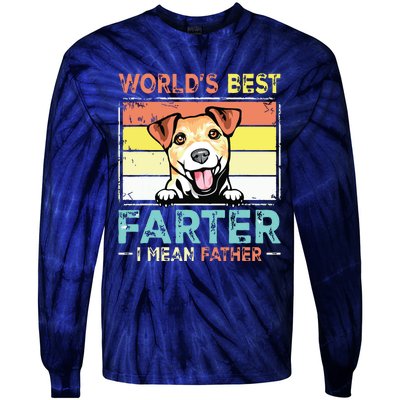 Retro Best Dad Ever Cool Jack Russell Terrier Dog Pet Lover Tie-Dye Long Sleeve Shirt