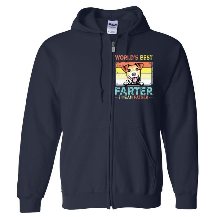 Retro Best Dad Ever Cool Jack Russell Terrier Dog Pet Lover Full Zip Hoodie