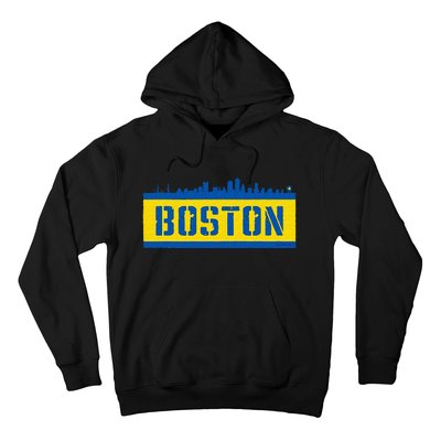 Retro Boston Downtown Skyline Running Souvenir Hoodie