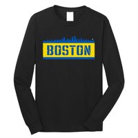 Retro Boston Downtown Skyline Running Souvenir Long Sleeve Shirt