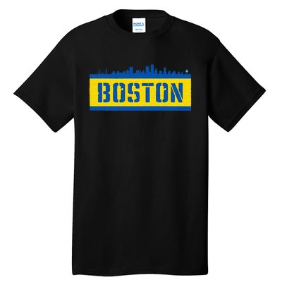 Retro Boston Downtown Skyline Running Souvenir Tall T-Shirt