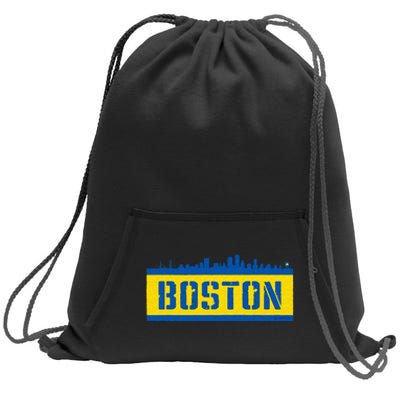 Retro Boston Downtown Skyline Running Souvenir Sweatshirt Cinch Pack Bag