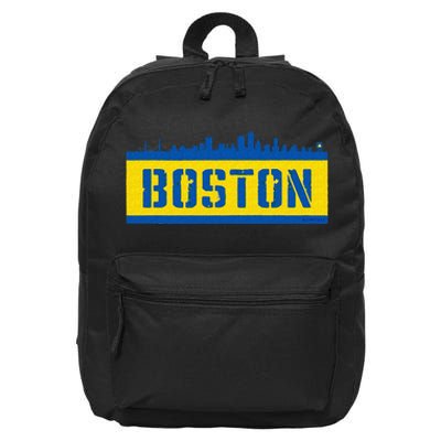 Retro Boston Downtown Skyline Running Souvenir 16 in Basic Backpack