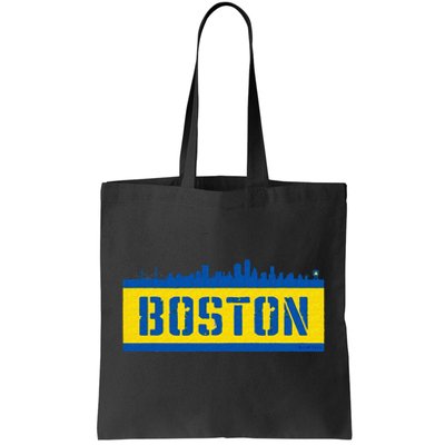 Retro Boston Downtown Skyline Running Souvenir Tote Bag