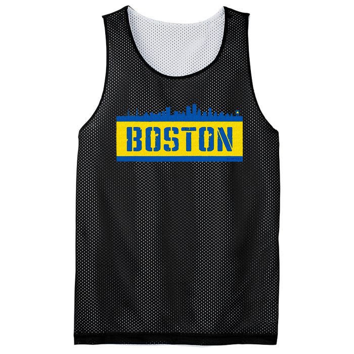 Retro Boston Downtown Skyline Running Souvenir Mesh Reversible Basketball Jersey Tank