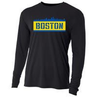 Retro Boston Downtown Skyline Running Souvenir Cooling Performance Long Sleeve Crew