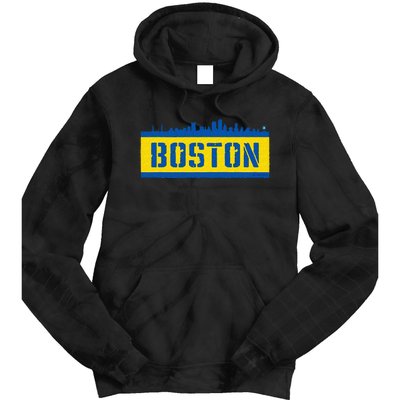 Retro Boston Downtown Skyline Running Souvenir Tie Dye Hoodie