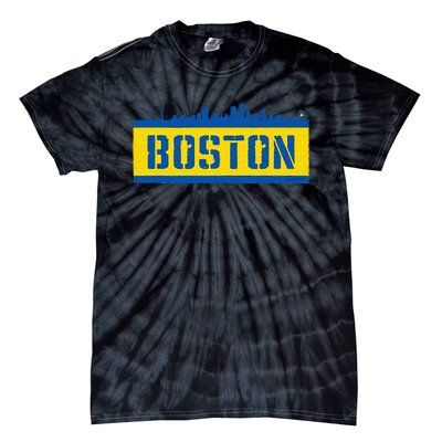 Retro Boston Downtown Skyline Running Souvenir Tie-Dye T-Shirt