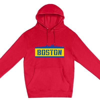 Retro Boston Downtown Skyline Running Souvenir Premium Pullover Hoodie