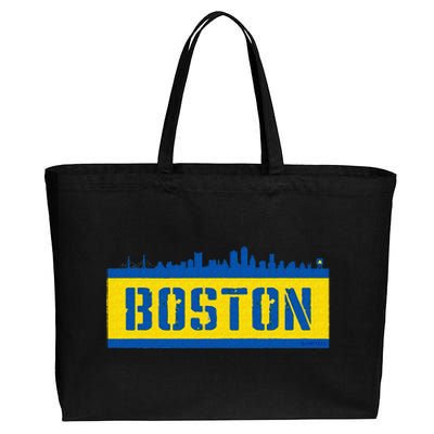 Retro Boston Downtown Skyline Running Souvenir Cotton Canvas Jumbo Tote