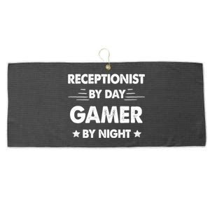 Receptionist By Day Gamer By Night Gift Large Microfiber Waffle Golf Towel