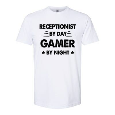 Receptionist By Day Gamer By Night Gift Softstyle® CVC T-Shirt