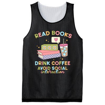 Read Books Drink Coffee Avoid Social Interaction Mesh Reversible Basketball Jersey Tank