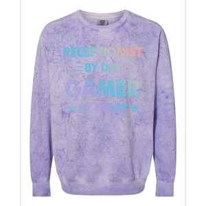 Receptionist By Day Gamer By Night Gift Colorblast Crewneck Sweatshirt