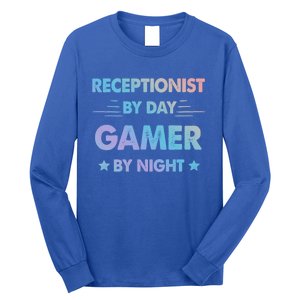 Receptionist By Day Gamer By Night Gift Long Sleeve Shirt