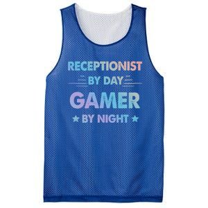 Receptionist By Day Gamer By Night Gift Mesh Reversible Basketball Jersey Tank