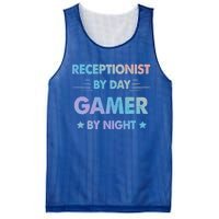 Receptionist By Day Gamer By Night Gift Mesh Reversible Basketball Jersey Tank