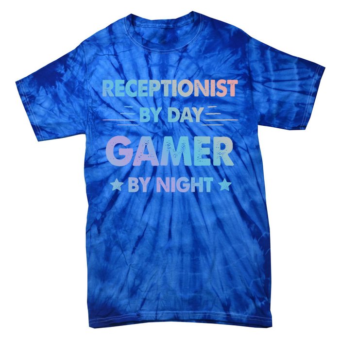 Receptionist By Day Gamer By Night Gift Tie-Dye T-Shirt