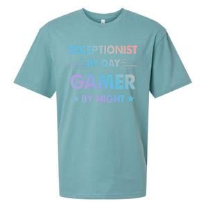 Receptionist By Day Gamer By Night Gift Sueded Cloud Jersey T-Shirt