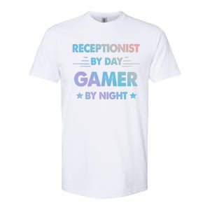 Receptionist By Day Gamer By Night Gift Softstyle CVC T-Shirt