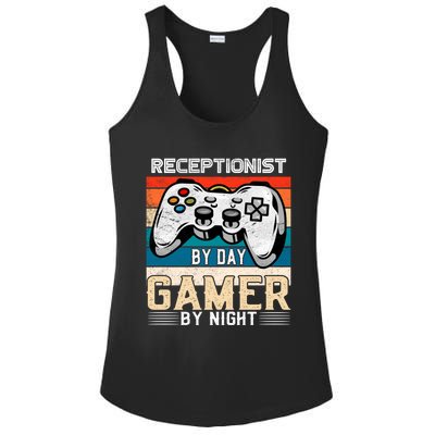 Receptionist By Day Gamer By Night Video Gaming Fans Retro Gift Ladies PosiCharge Competitor Racerback Tank