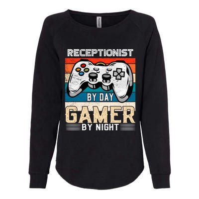 Receptionist By Day Gamer By Night Video Gaming Fans Retro Gift Womens California Wash Sweatshirt