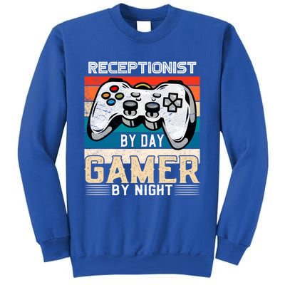 Receptionist By Day Gamer By Night Video Gaming Fans Retro Gift Sweatshirt