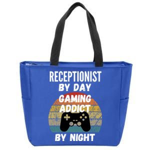 Receptionist By Day Gaming Addict By Night Gift Zip Tote Bag