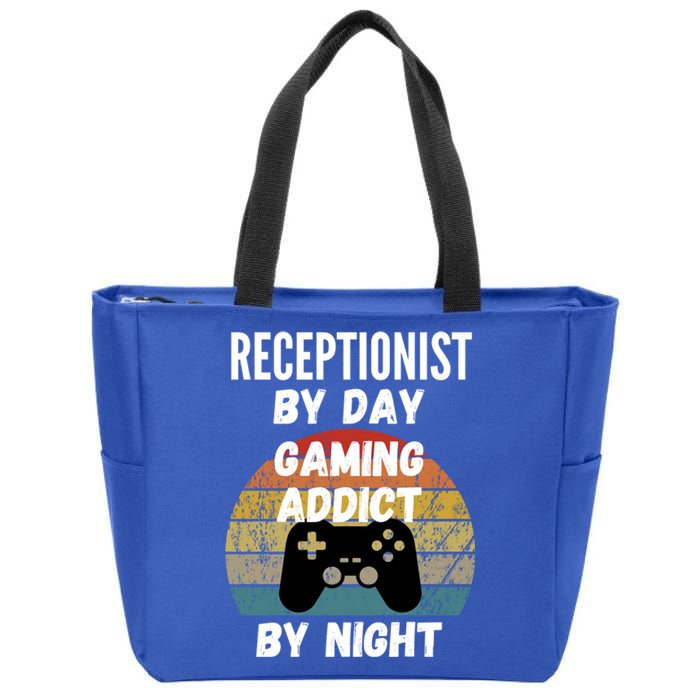 Receptionist By Day Gaming Addict By Night Gift Zip Tote Bag