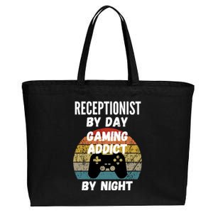 Receptionist By Day Gaming Addict By Night Gift Cotton Canvas Jumbo Tote