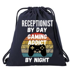 Receptionist By Day Gaming Addict By Night Gift Drawstring Bag