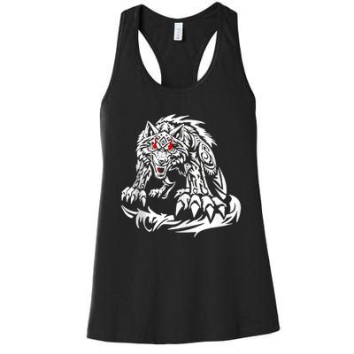 River Beautiful Day Black Jacob Fatu Wolf Women's Racerback Tank