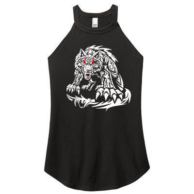 River Beautiful Day Black Jacob Fatu Wolf Women’s Perfect Tri Rocker Tank