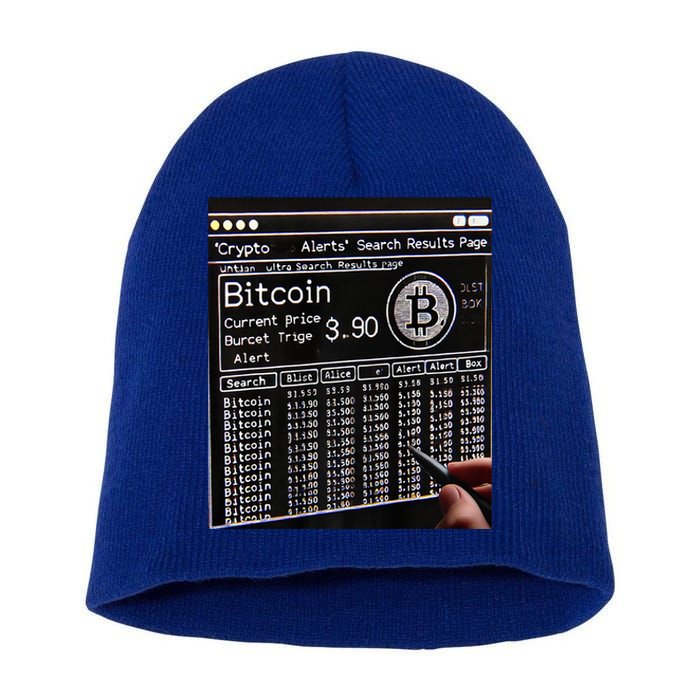 Retro Bitcoin Design. Premium Short Acrylic Beanie