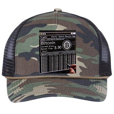 Retro Bitcoin Design. Premium Retro Rope Trucker Hat Cap