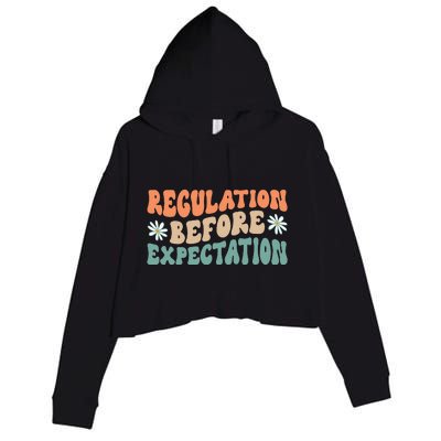 Regulation Before Expectation Retro Neurodiversity Therapist Crop Fleece Hoodie