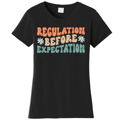 Regulation Before Expectation Retro Neurodiversity Therapist Women's T-Shirt