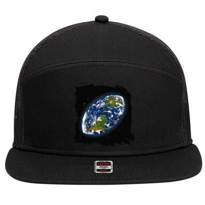 Rugby Ball Earth 7 Panel Mesh Trucker Snapback Hat