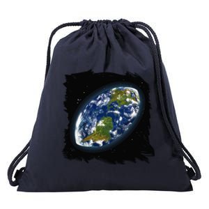 Rugby Ball Earth Drawstring Bag