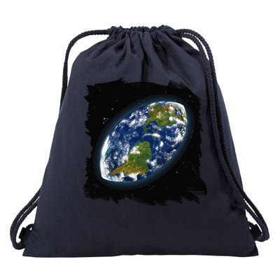 Rugby Ball Earth Drawstring Bag