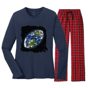 Rugby Ball Earth Women's Long Sleeve Flannel Pajama Set 