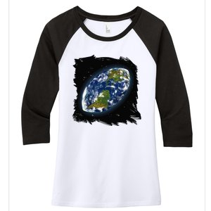 Rugby Ball Earth Women's Tri-Blend 3/4-Sleeve Raglan Shirt