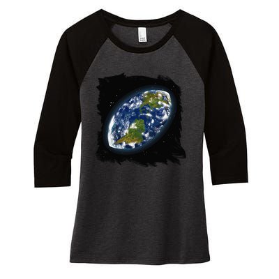 Rugby Ball Earth Women's Tri-Blend 3/4-Sleeve Raglan Shirt