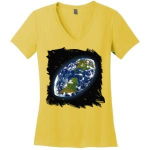 Rugby Ball Earth Women's V-Neck T-Shirt