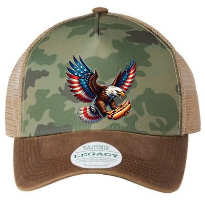 Retro Bald Eagle Hotdog American Flag 4th Of July Patriotic Legacy Tie Dye Trucker Hat