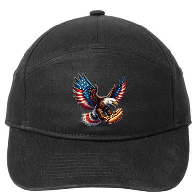 Retro Bald Eagle Hotdog American Flag 4th Of July Patriotic 7-Panel Snapback Hat